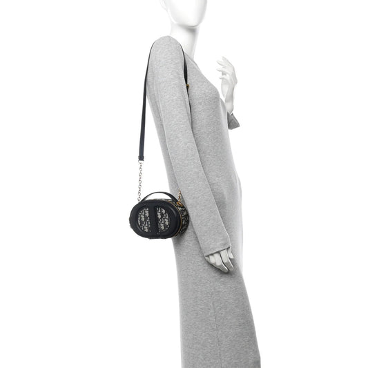 Oblique CD Signature Oval Crossbody Camera Bag Blue Multicolor