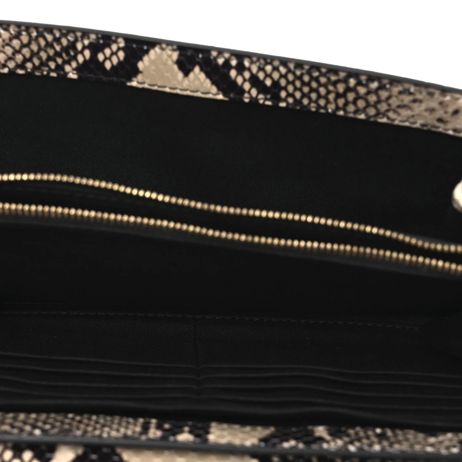 Snakeskin Virtus Wallet on Chain Beige Black