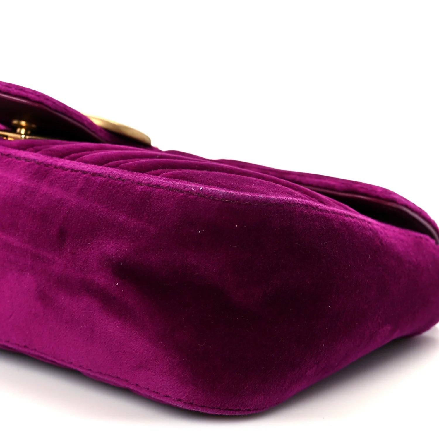 Velvet Matelasse Small GG Marmont Shoulder Bag Fuchsia Violet Cyclamen