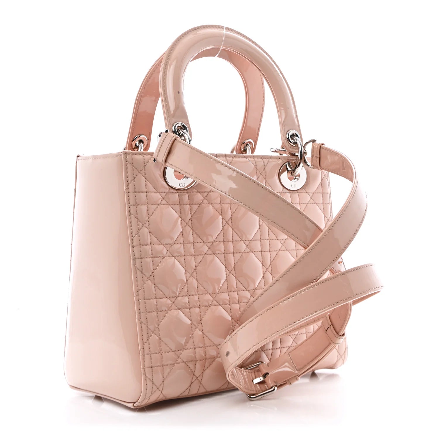 Patent Cannage Medium Lady Dior Rose Clair