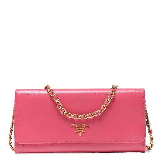 Saffiano Metal Oro Chain Wallet Peonia