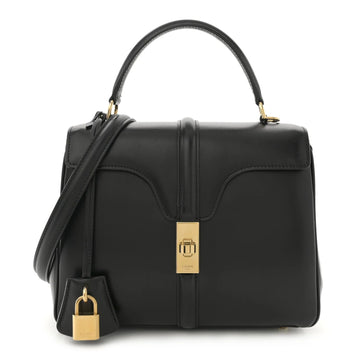 Satinated Calfskin Small 16 Top Handle Bag Black