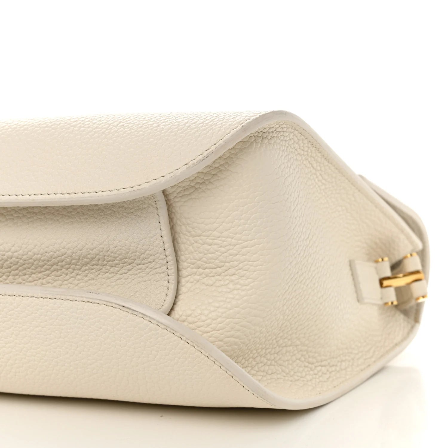 Grained Calfskin Large T Clasp Tara Crossbody Bag White