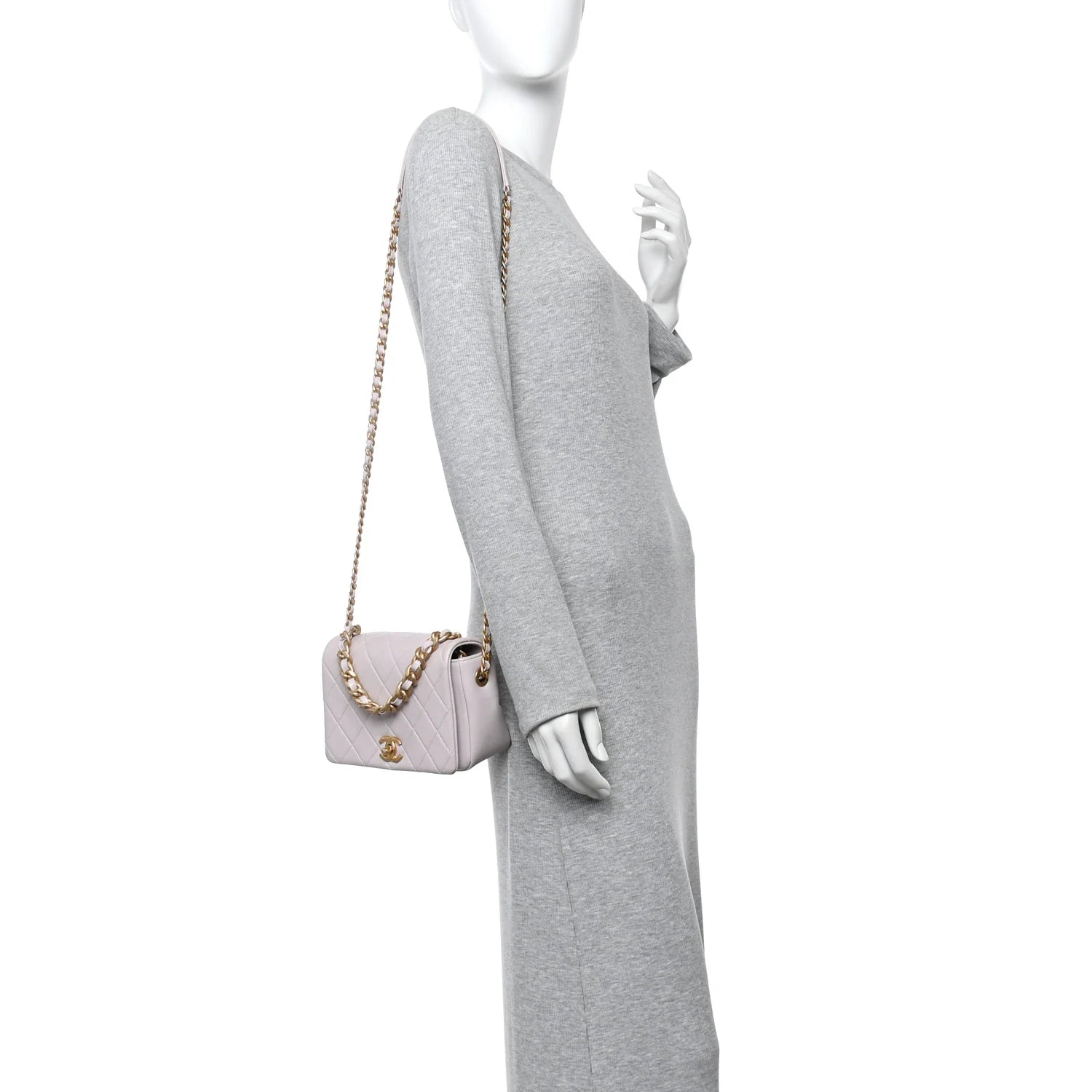 Shiny Lambskin Quilted Small Fashion Therapy Flap Bag Lilac