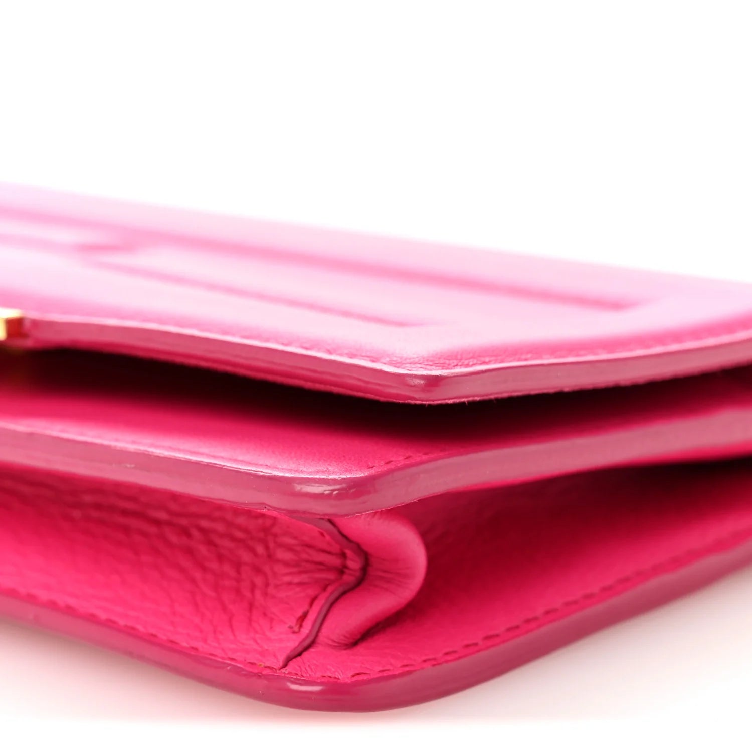 Vitello Flamingo Tube Wallet on Chain Fuchsia