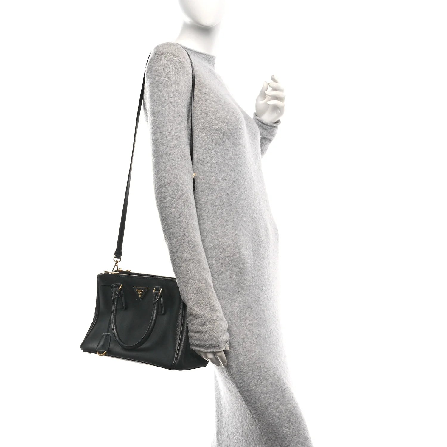 Saffiano Small Galleria Double Zip Tote Black