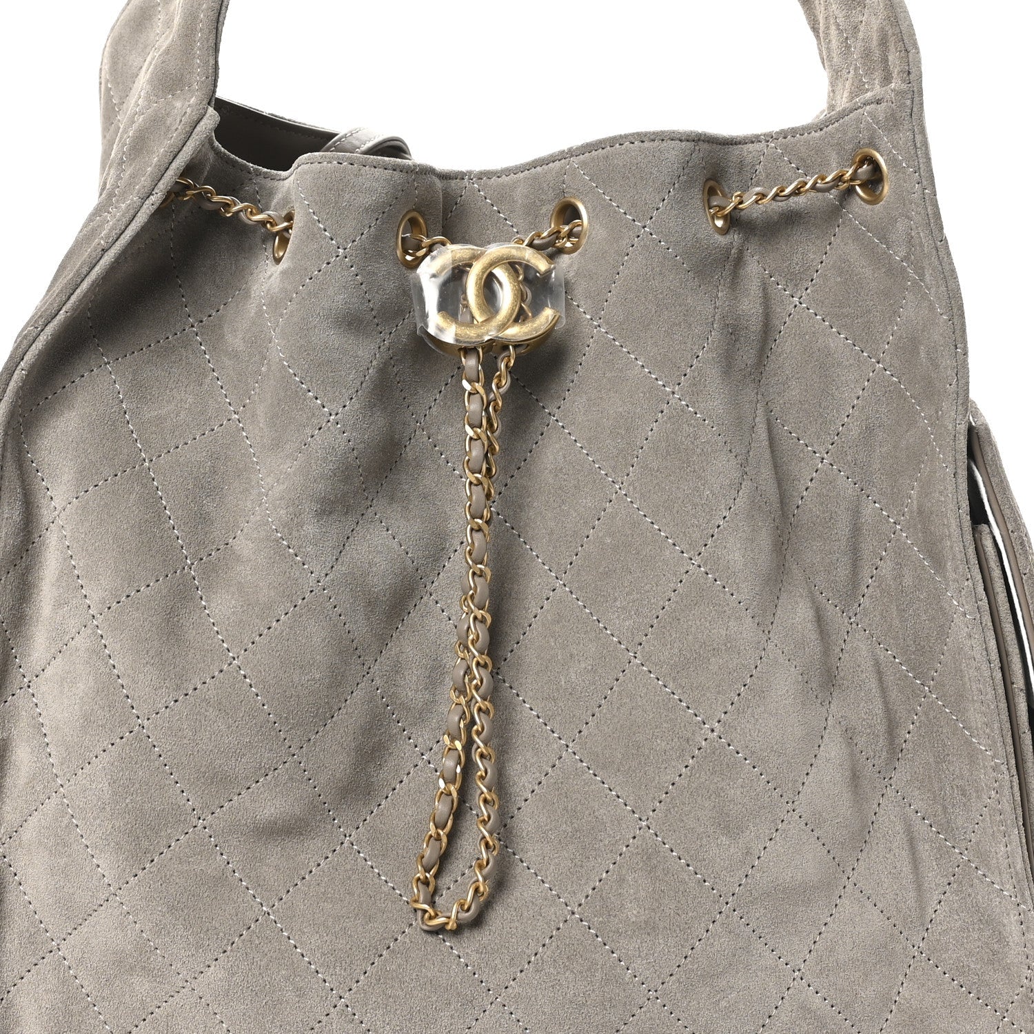 Suede Quilted Medium  25 Handbag Grey