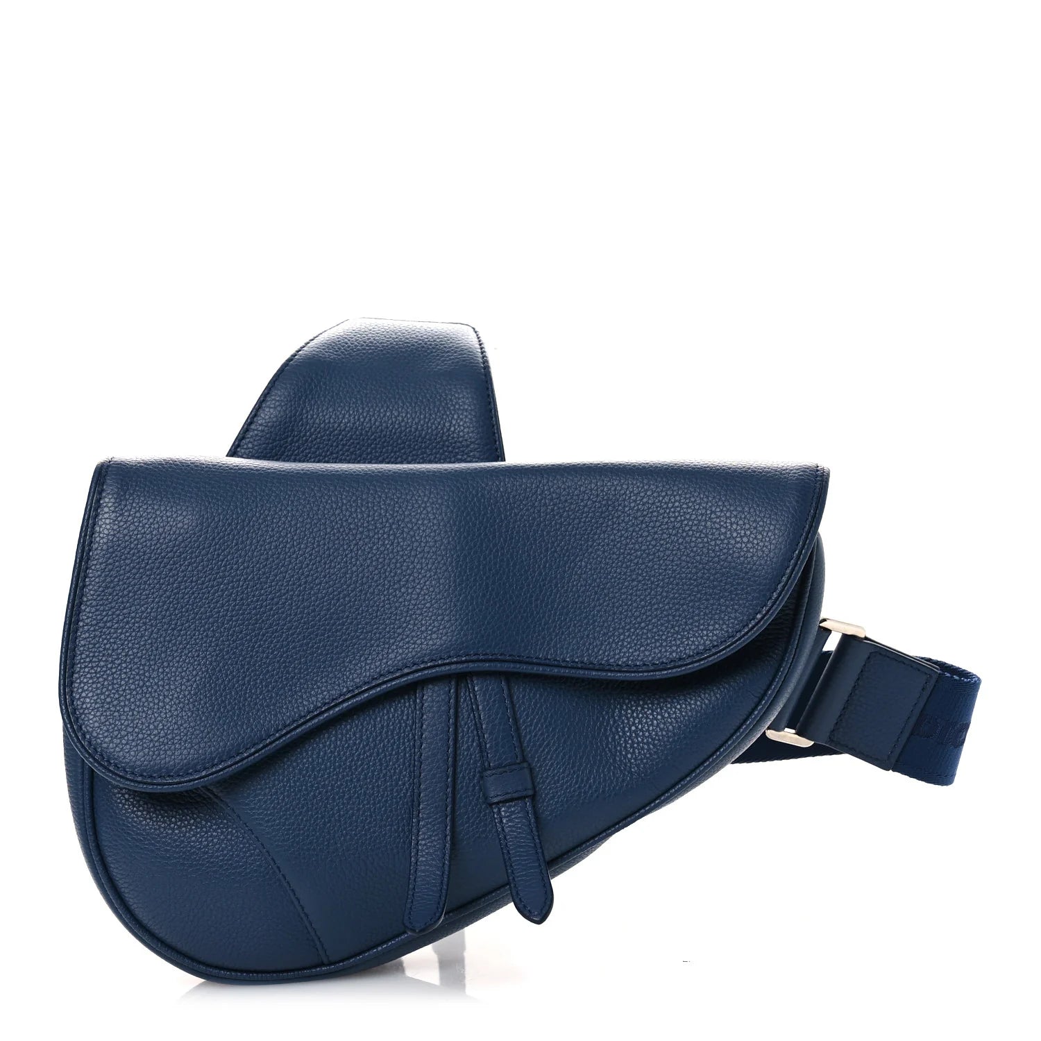Grained Calfskin Mens Saddle Bag Navy Blue