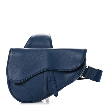 Grained Calfskin Mens Saddle Bag Navy Blue