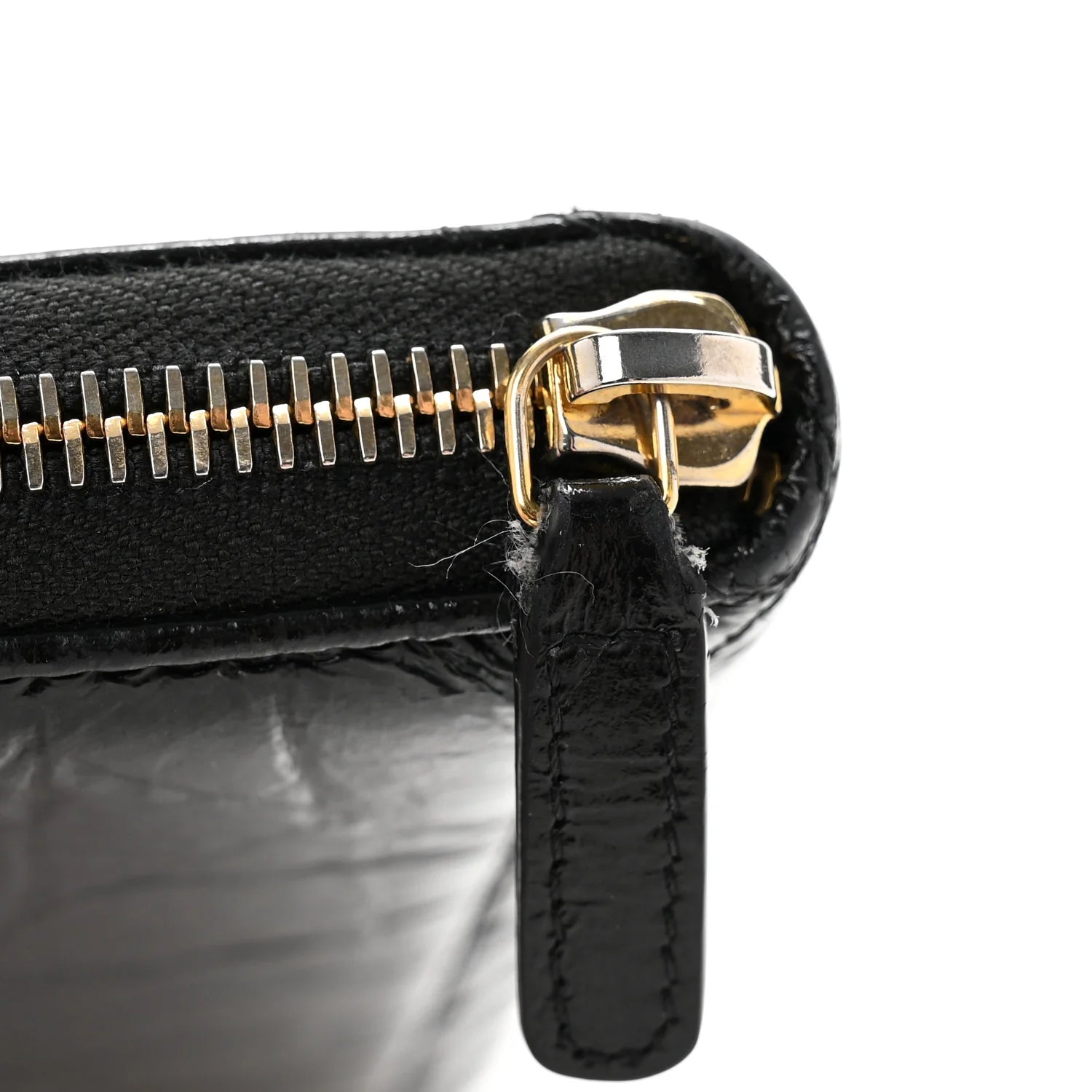 Shiny Aged Calfskin Quilted CC Wallet Black