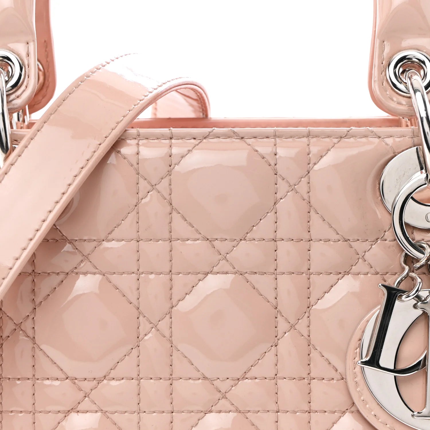 Patent Cannage Medium Lady Dior Rose Clair