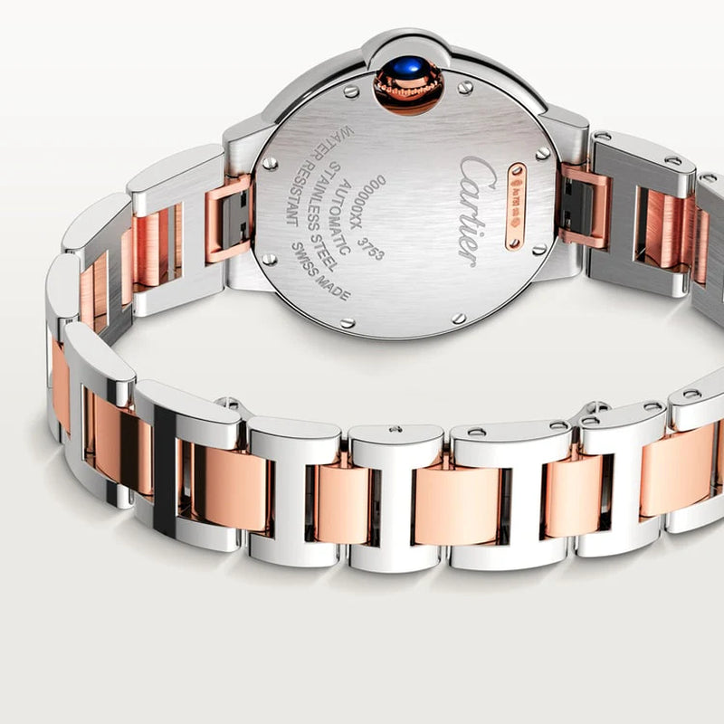 Unworn  Ballon Bleu, Stainless Steel and 18K Rose Gold, 33Mm, Ladies, Ref# W2BB0032, Box and Papers