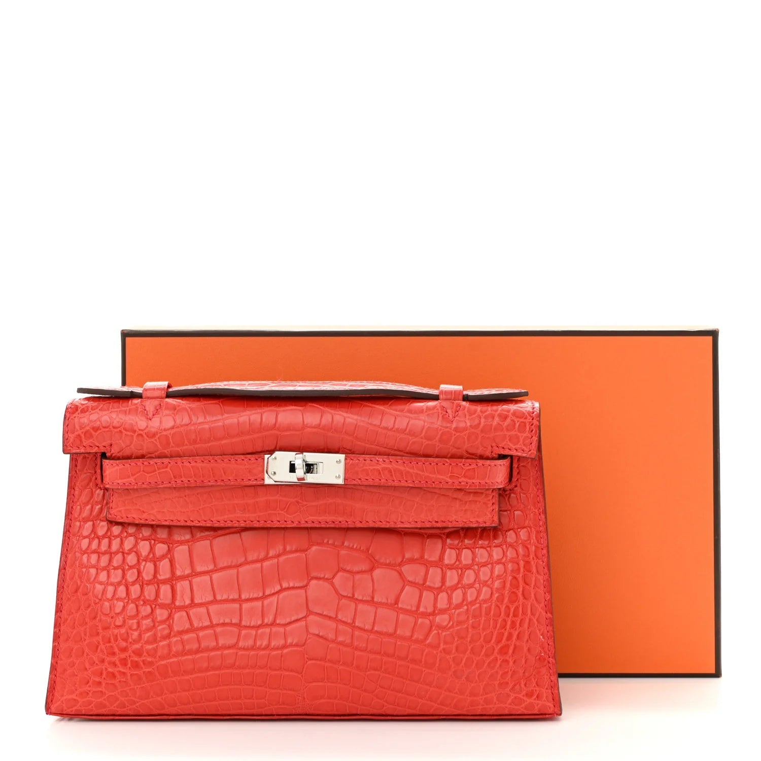Matte Alligator Kelly Pochette Bougainvillea
