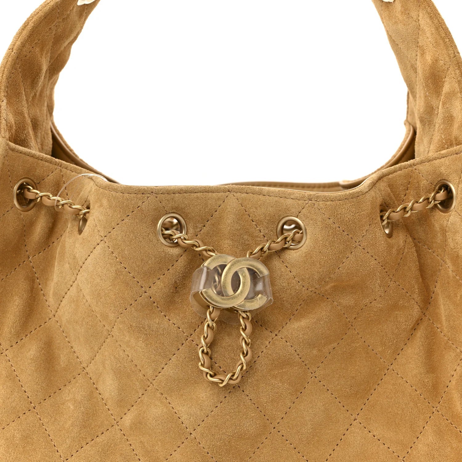 Suede Quilted Small  25 Handbag Beige