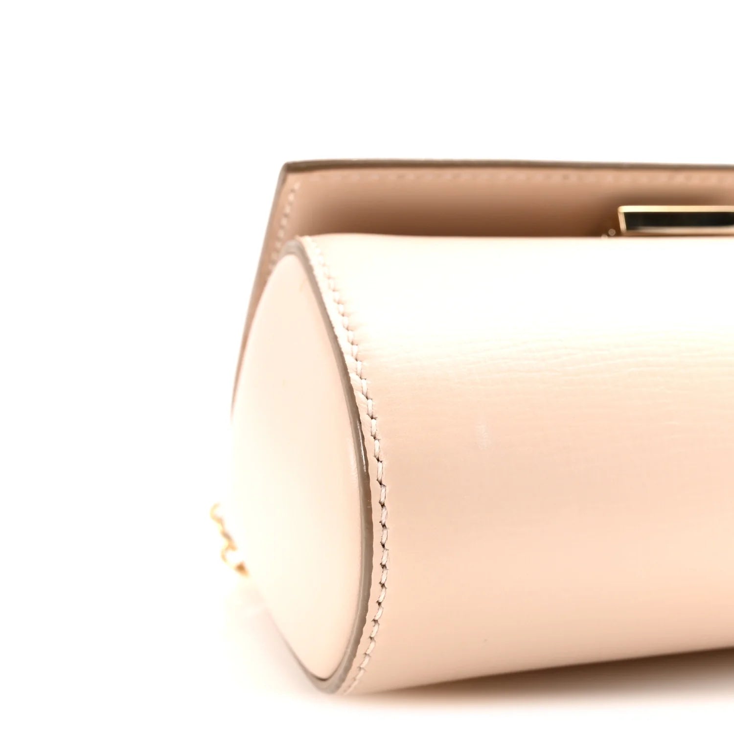 Textured Calfskin Micro Pandora Box Clutch Nude Pink