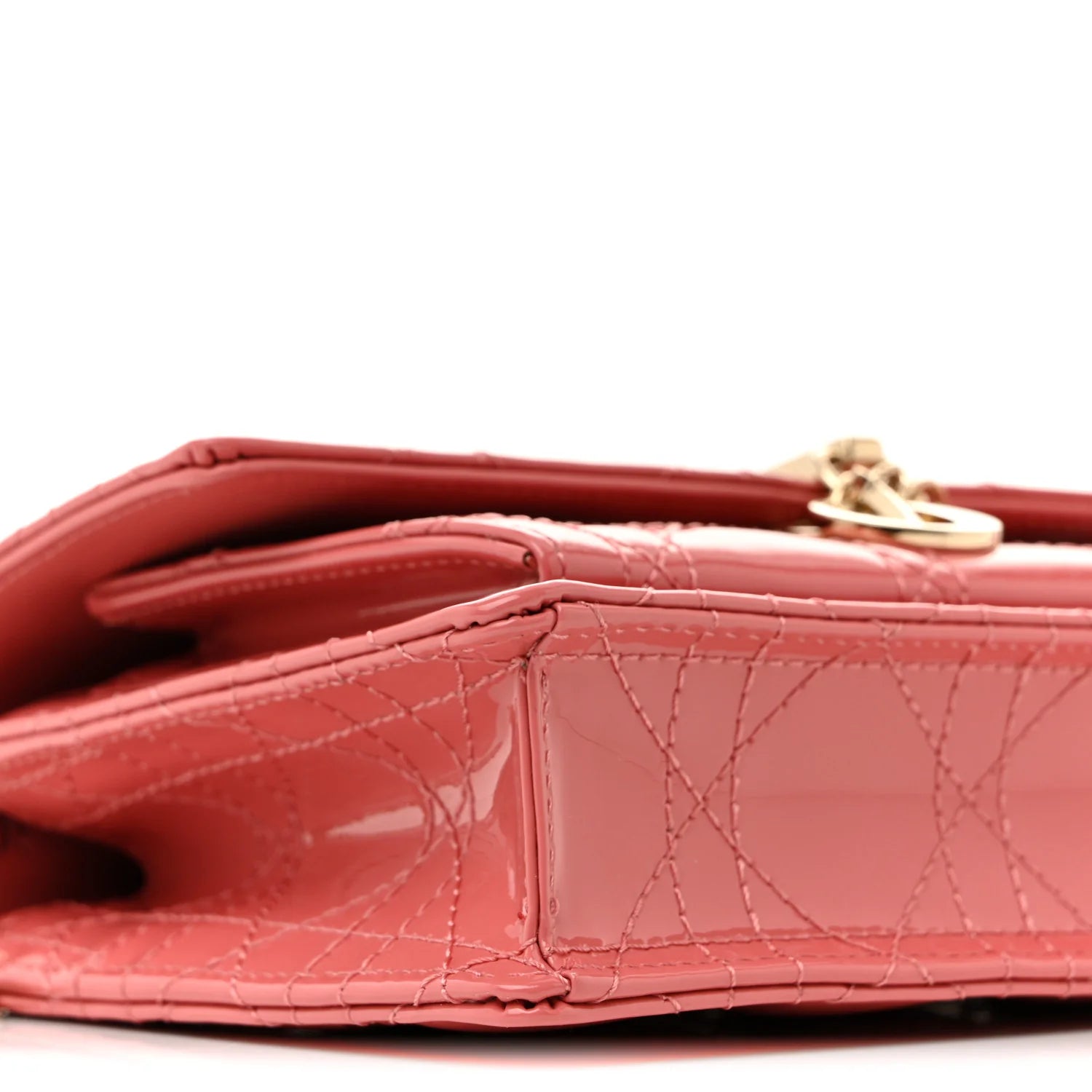 Patent Cannage Lady Dior Chain Pouch Pink