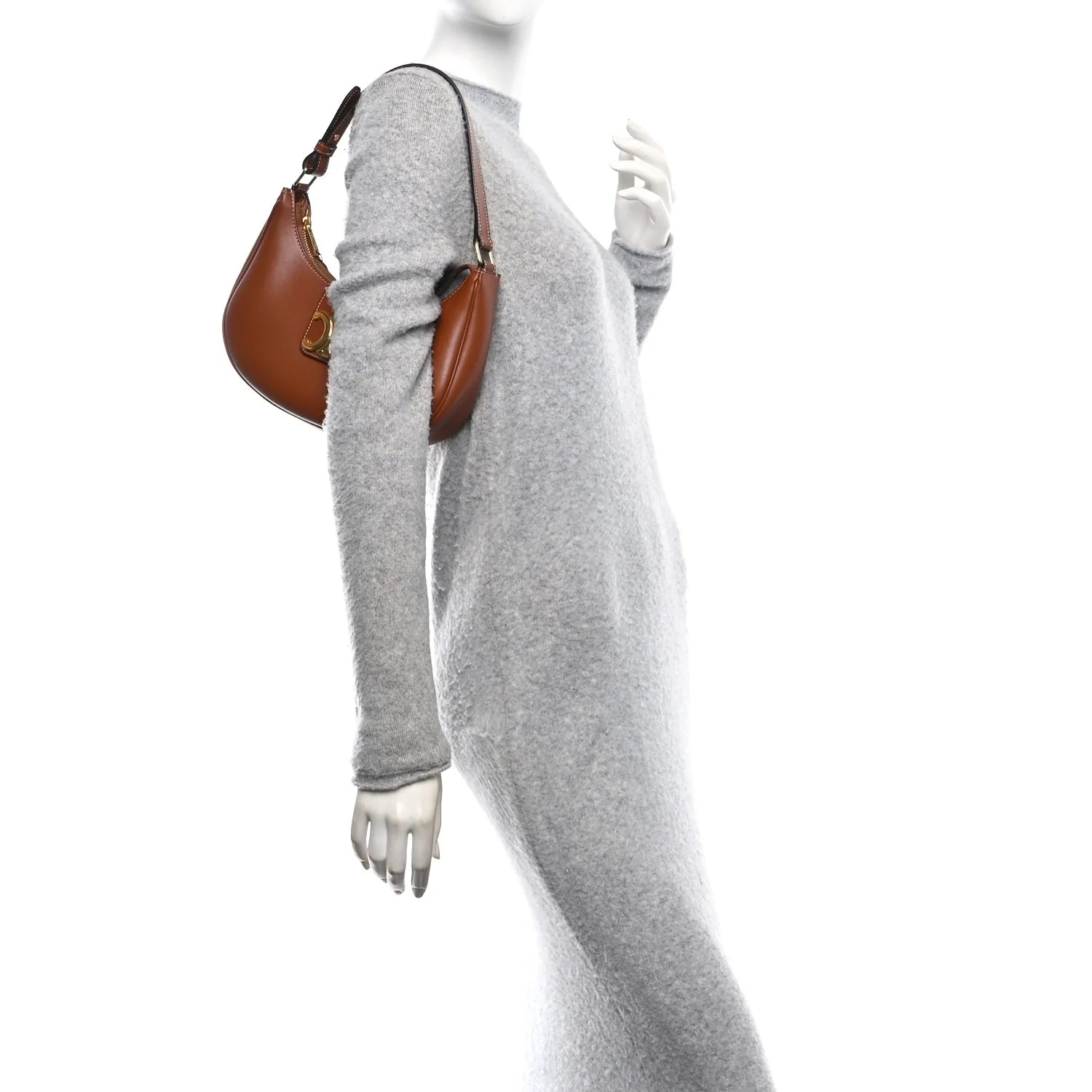 Smooth Calfskin Medium Strap Ava Triomphe Shoulder Bag Tan