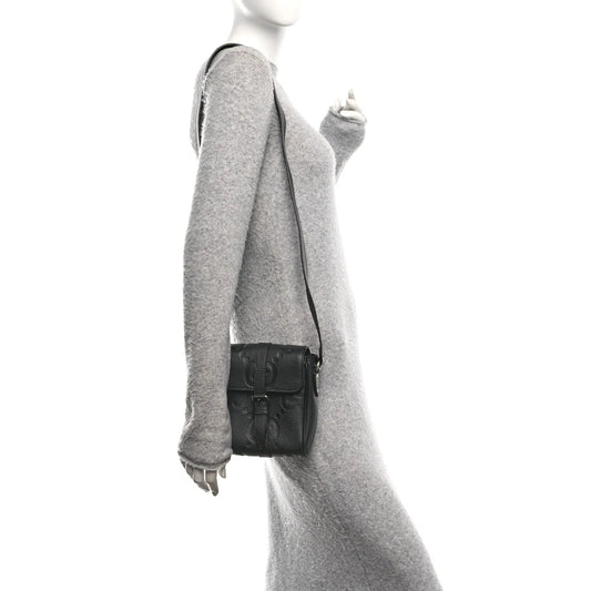 Piuma Calfskin Jumbo GG Embossed Small Messenger Bag Black