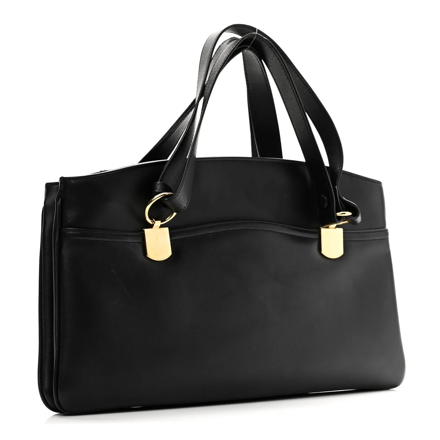 Vitello Palmellato Lux Large Arli Top Handle Bag Black