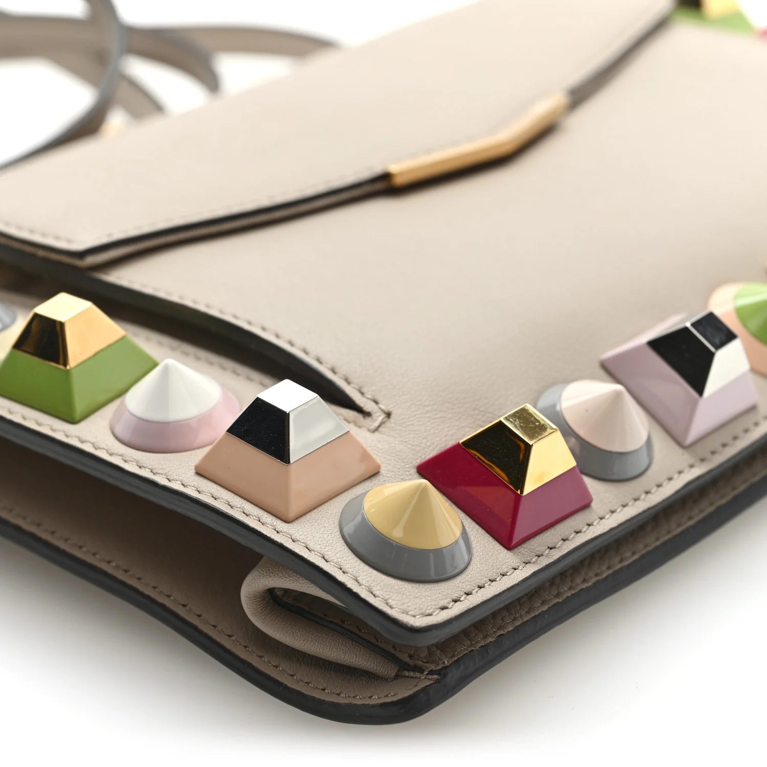 Vitello Dolce Studded Mini 2Jours Pouch Cuoio Multicolor