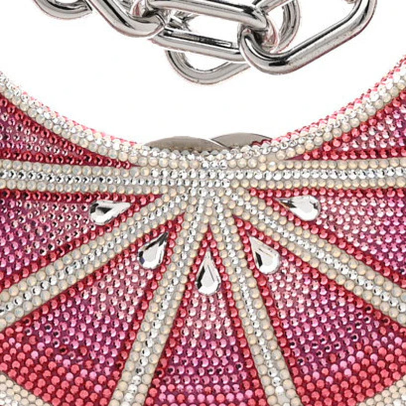 Crystal Lemon Crescent Minaudiere Clutch Clutch Silver Pink Multicolor