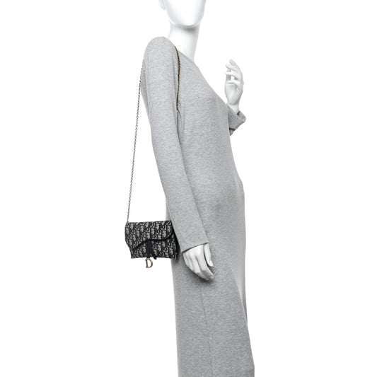 Oblique Saddle Chain Pouch Blue