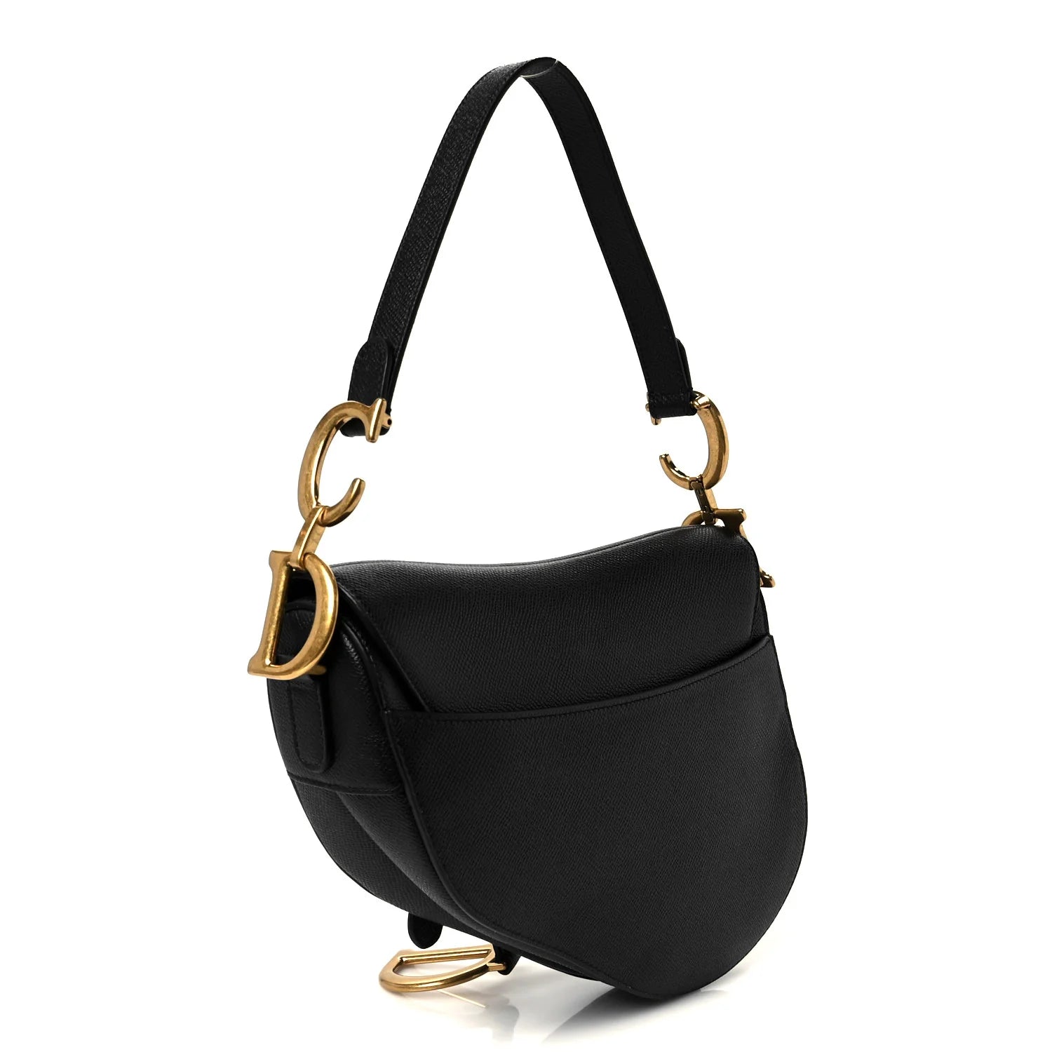 Grained Calfskin Saddle Bag Black