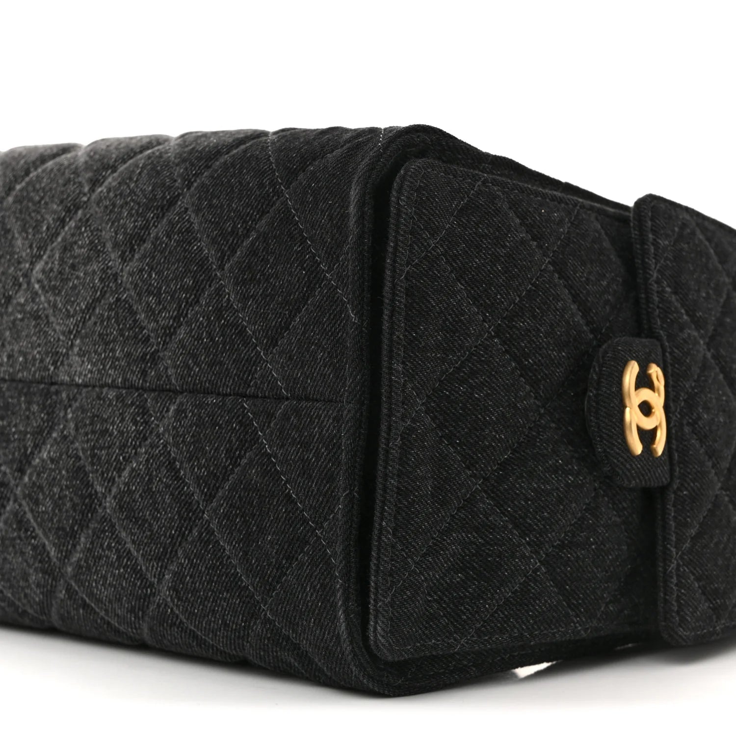 Washed Denim Quilted Small  25 Handbag Black