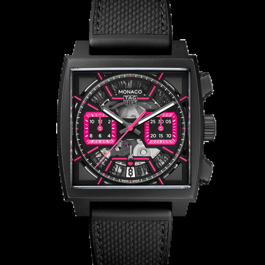 Unworn  Monaco Chronograph Skeleton, Black DLC Titanium, Automatic, 39Mm, Ref# CBL218B.FT6236, Box and Papers