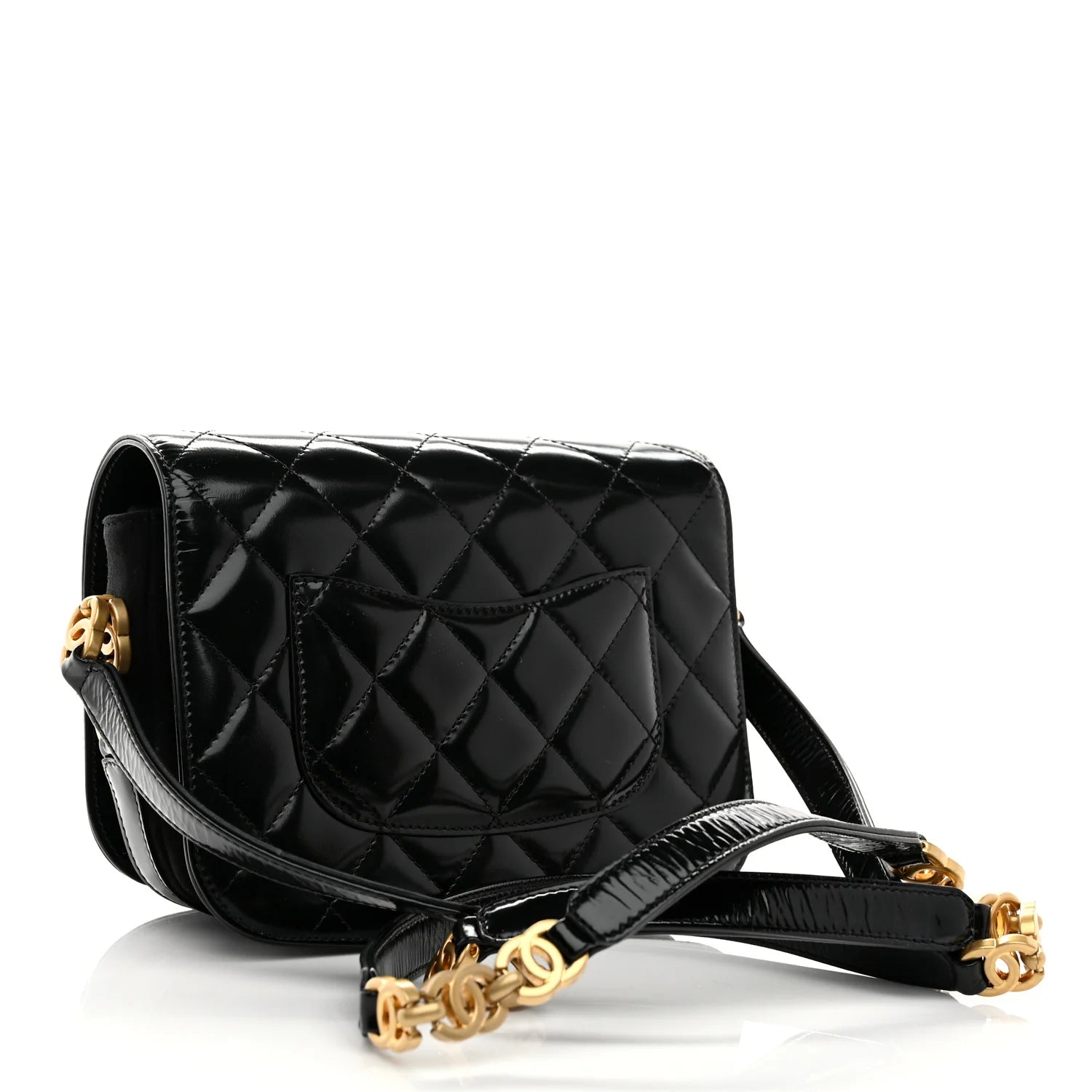 Shiny Calfskin Quilted Suede Goatskin Messenger Black