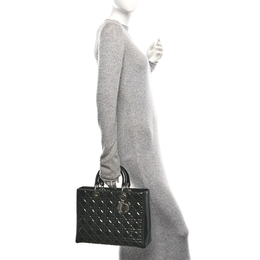 Patent Cannage Large Lady Dior Black