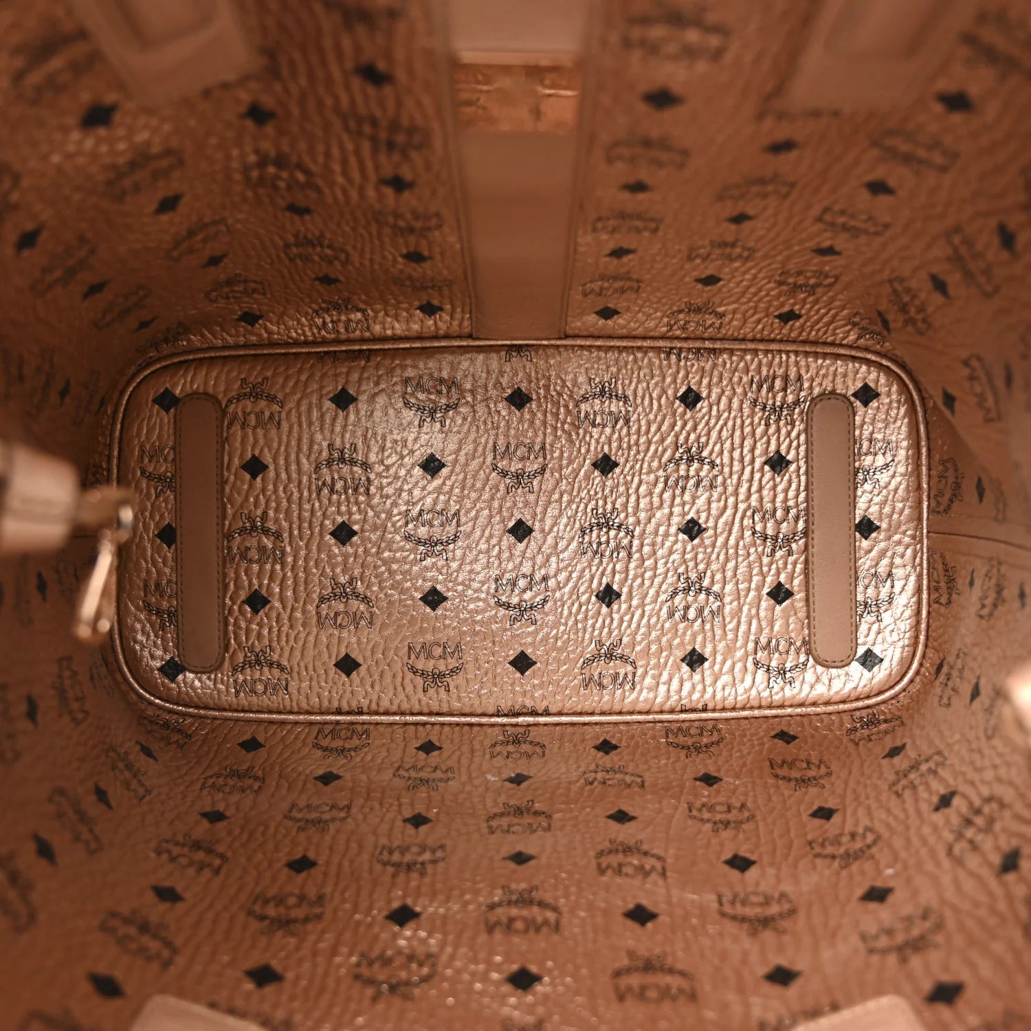 Metallic Visetos Medium Liz Reversible Shopper Tote Champagne Gold