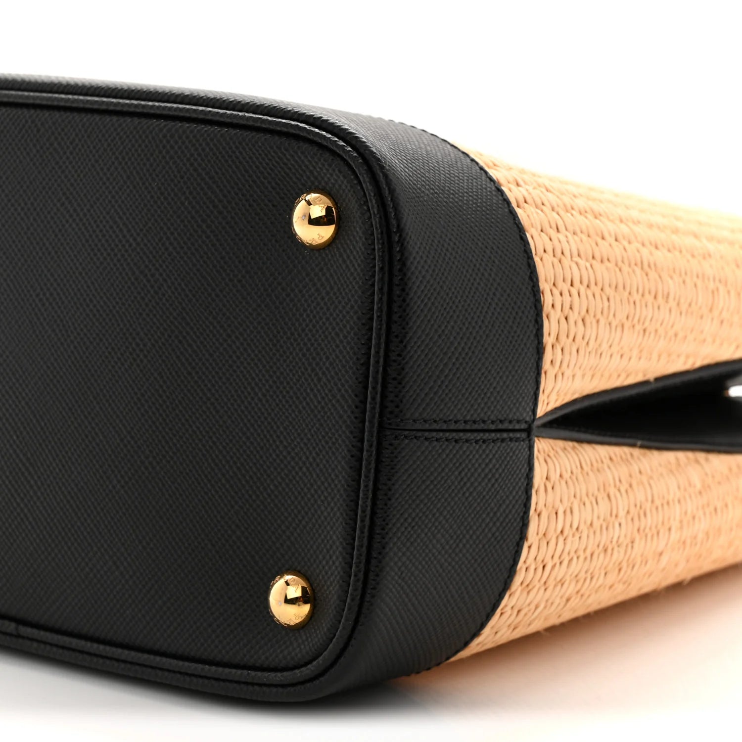 Paglia Saffiano Medium Panier Bucket Bag Naturale Black