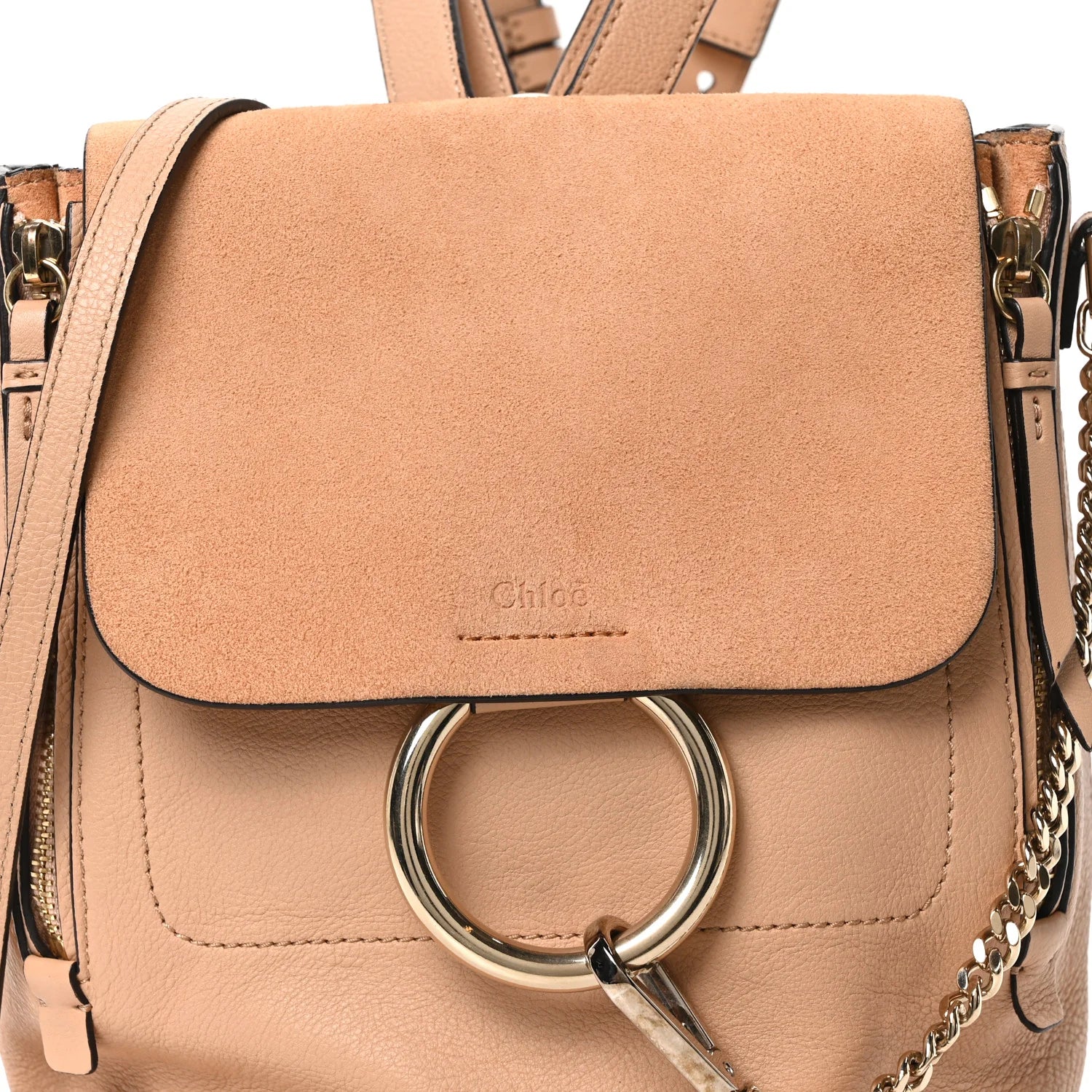 Suede Calfskin Small Faye Backpack Blushy Pink