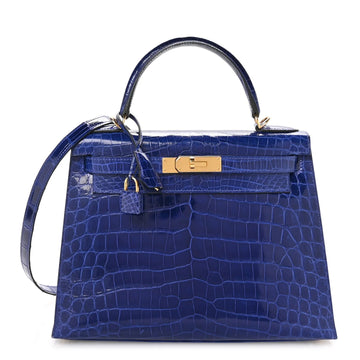 Shiny Niloticus Crocodile Kelly Sellier 28 Bleu Electrique