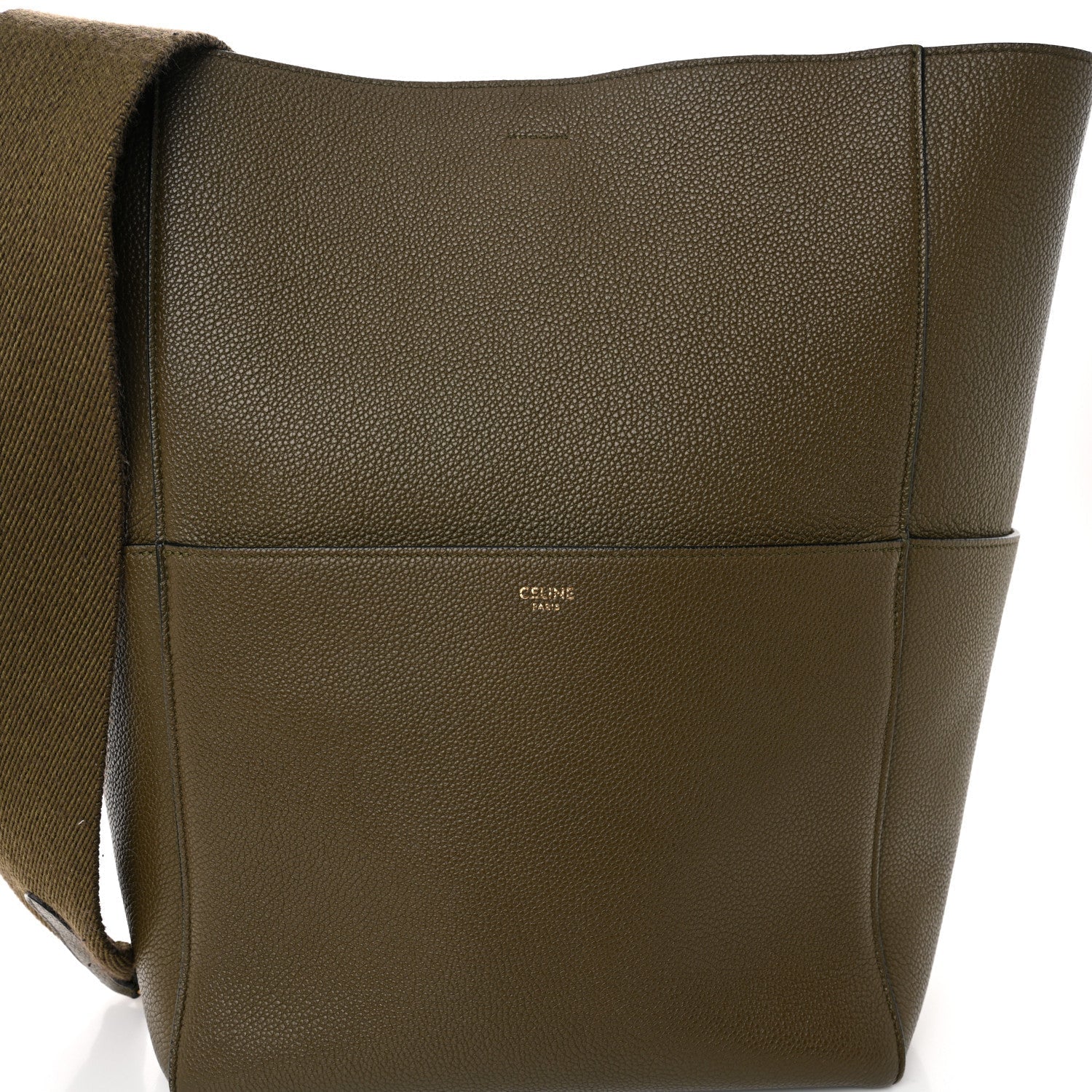 Soft Grained Calfskin Sangle Bucket Bag Light Khaki