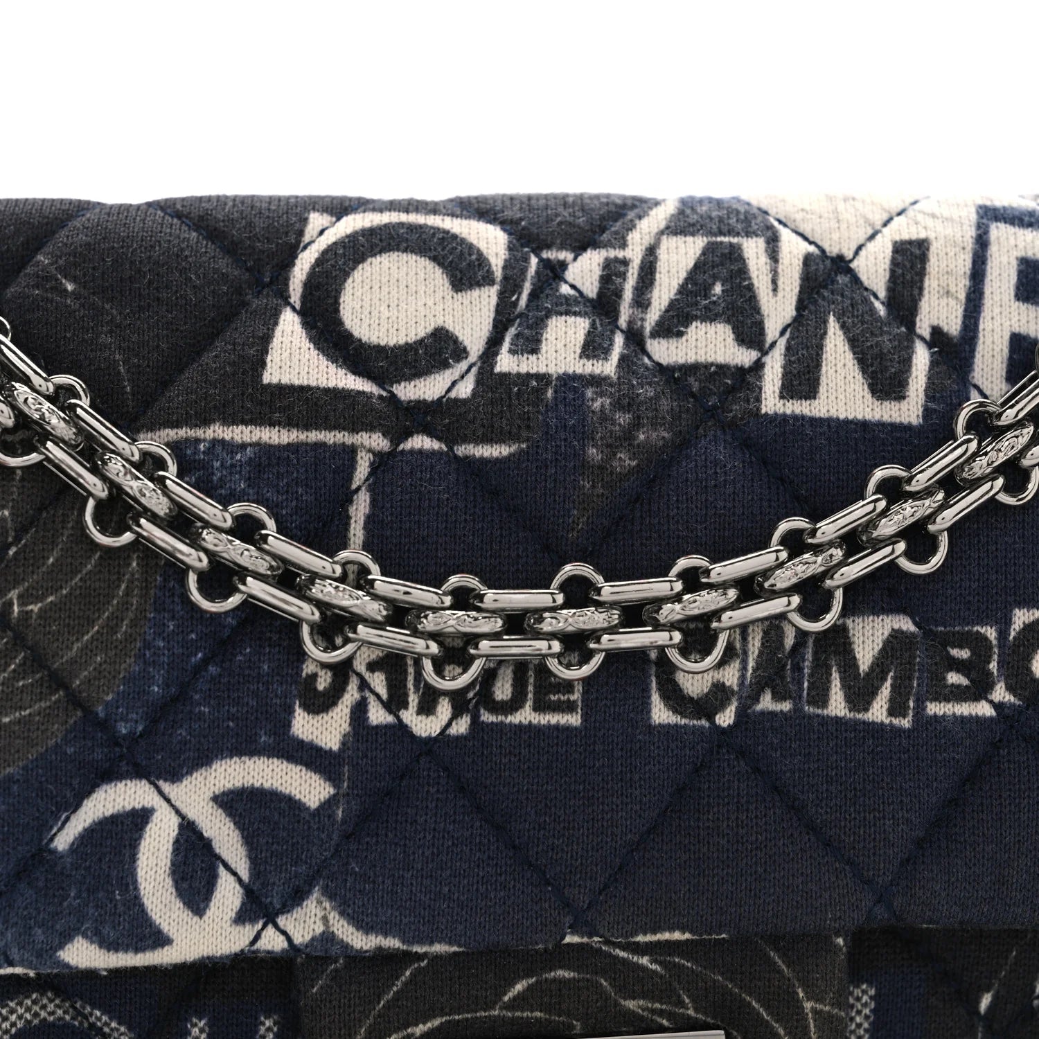 Jersey Quilted Camellia 2.55 Reissue Mini Flap Black White