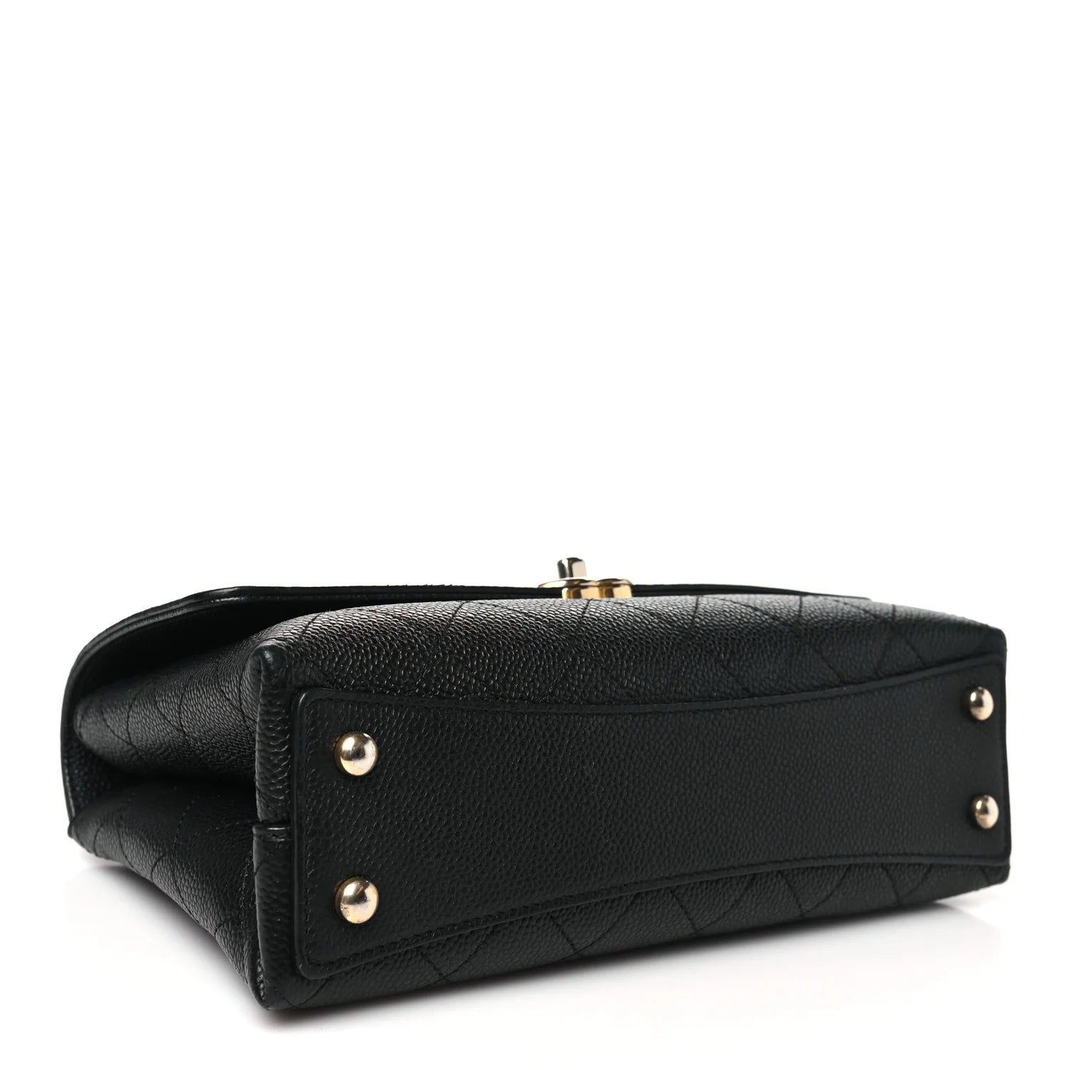 Grained Calfskin Small Stitched Flap Black