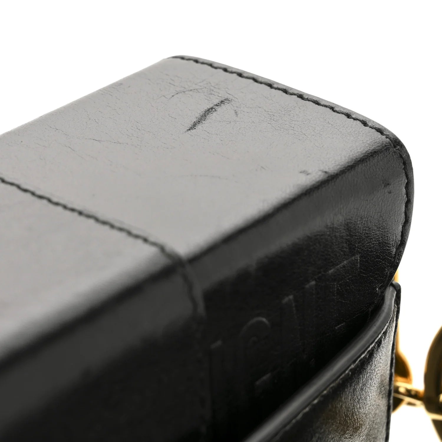 Crackled Lambskin 30 Montaigne Box Bag Black