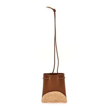 Raffia Cassandre Mini Pochon Crossbody Bag Brick Natural