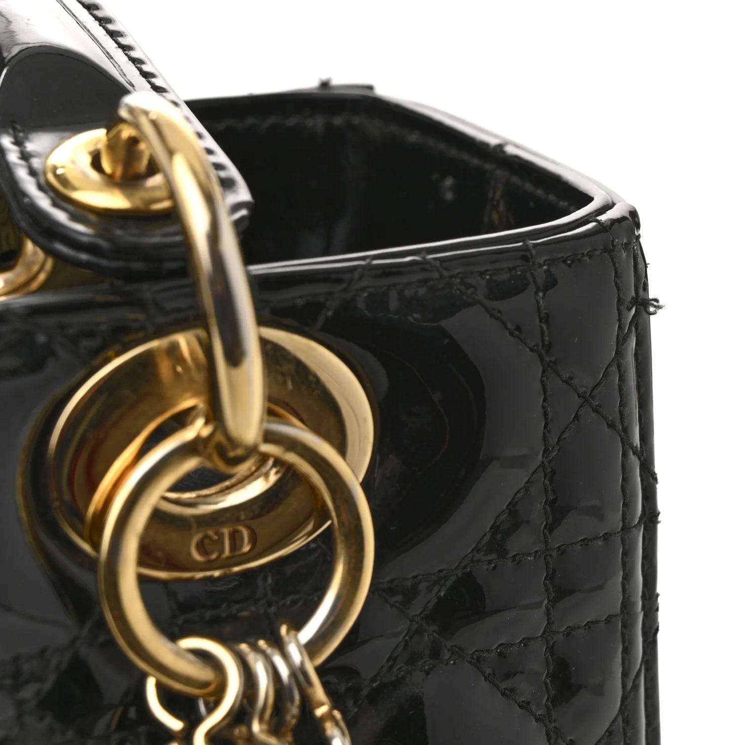 Patent Cannage Medium Lady Dior Black