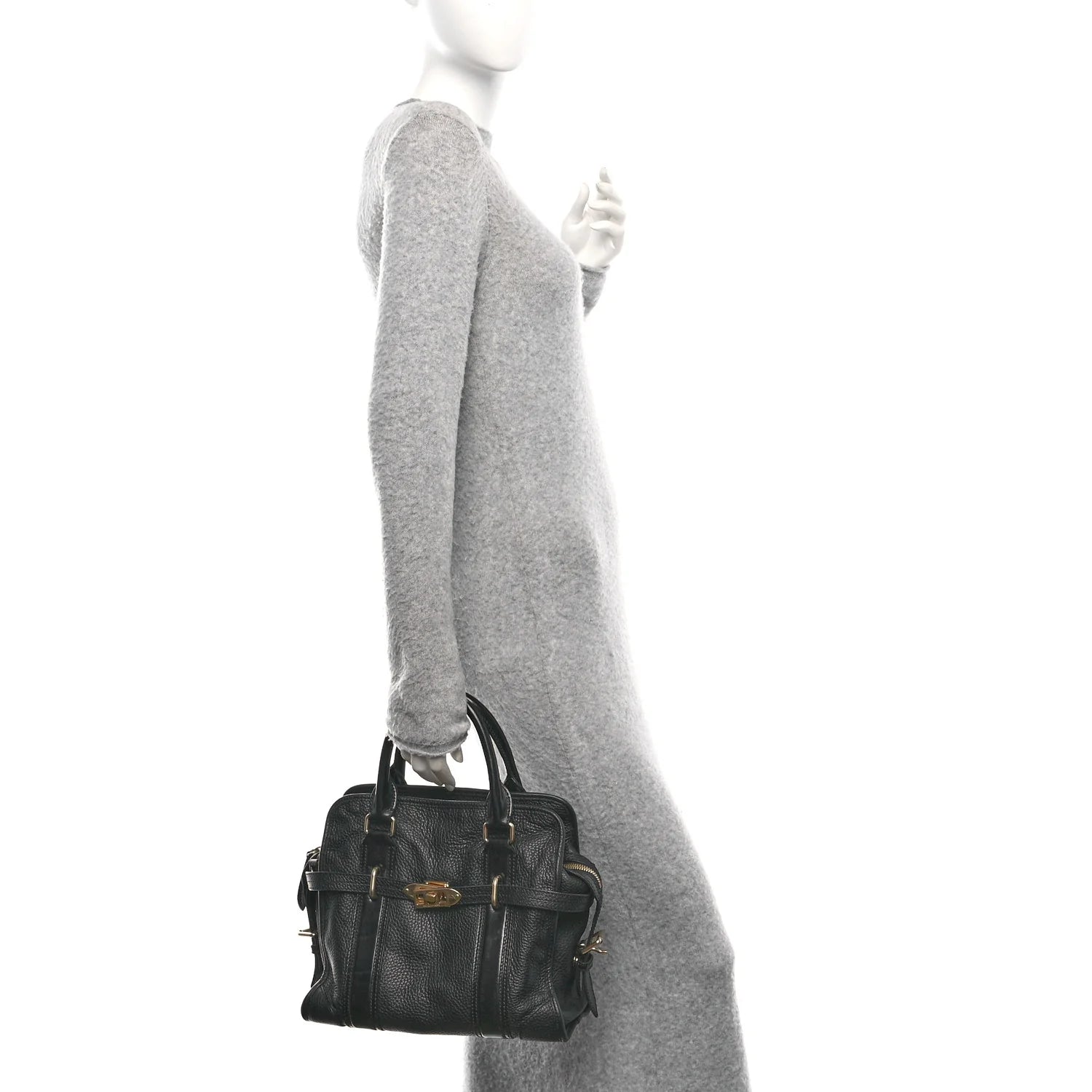 Grainy Calfskin Medium Minford Portrait Tote Black