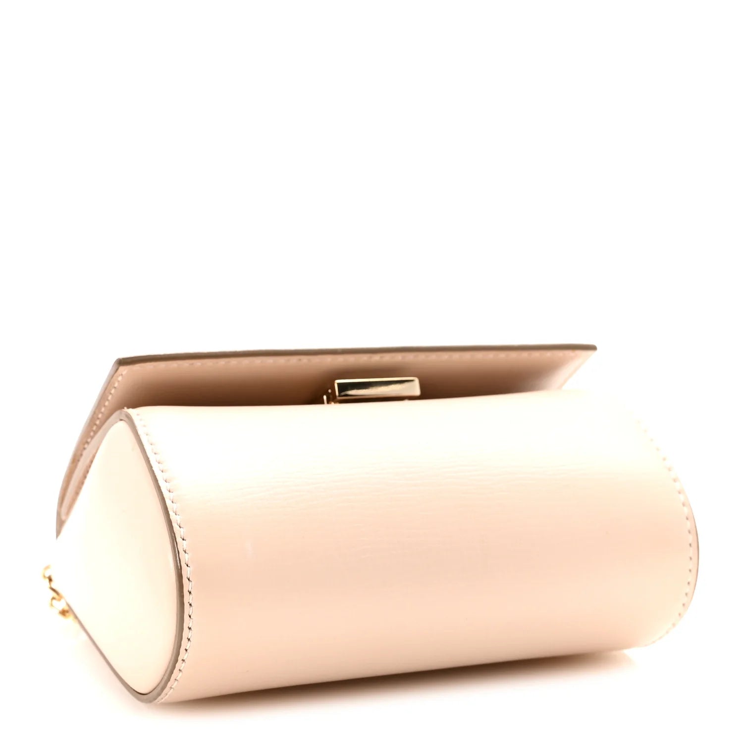 Textured Calfskin Micro Pandora Box Clutch Nude Pink