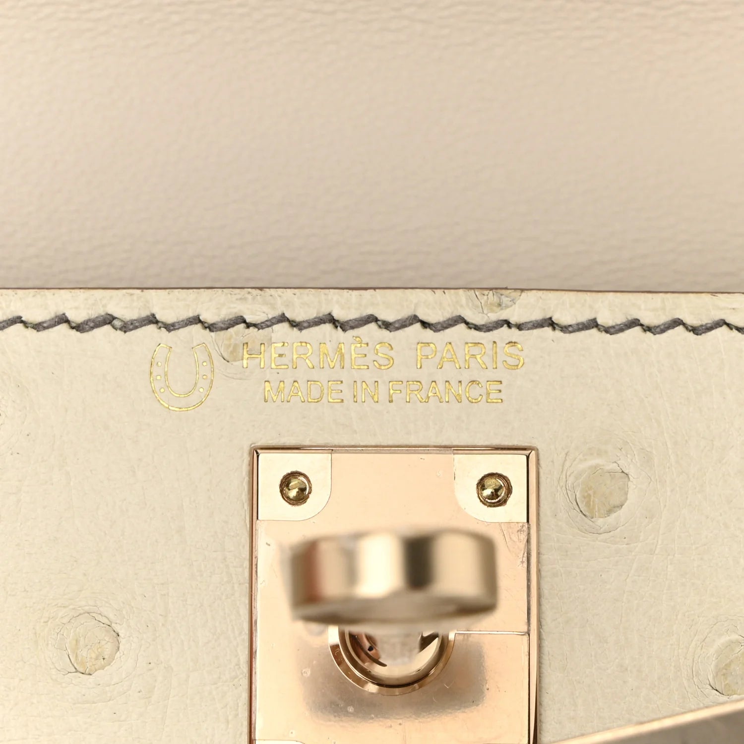 Ostrich Horseshoe Kelly Sellier Mini 20 Beton Gris Tourterelle