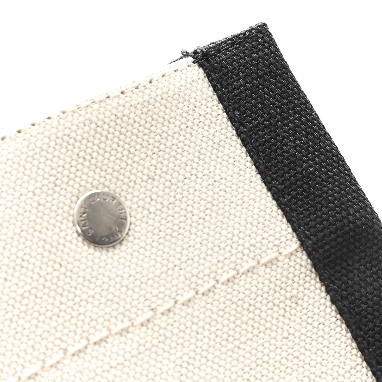 Linen Calfskin Rive Gauche Tote White Black