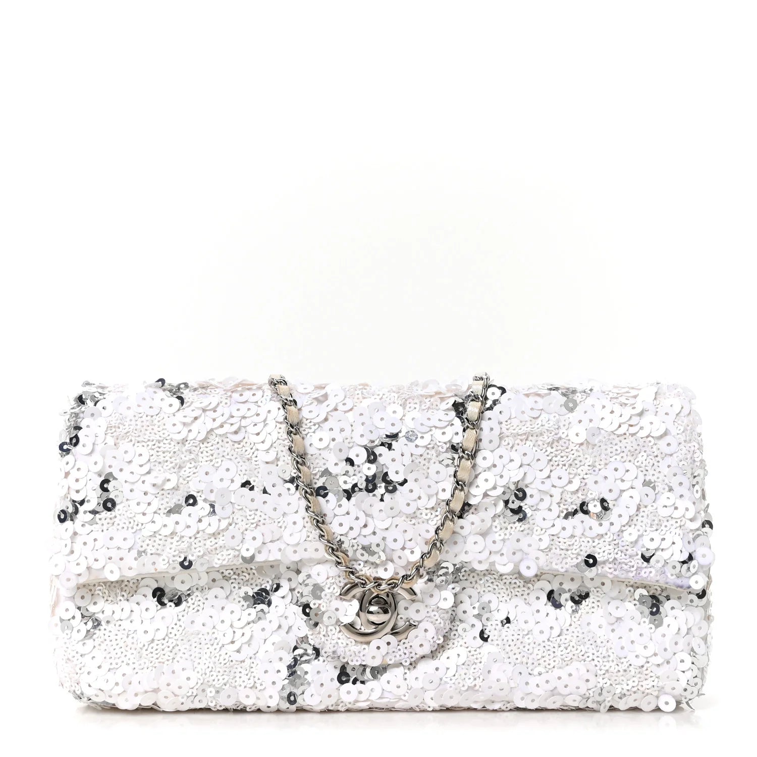 Sequin East West Flap White Silver