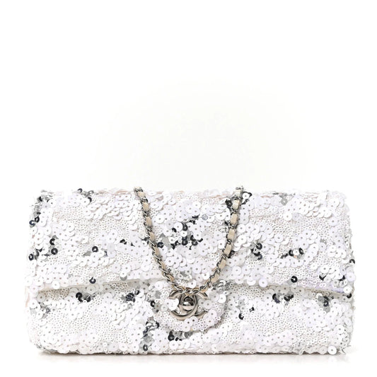 Sequin East West Flap White Silver