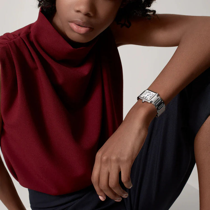 Unworn  Tank Must De , Large Stainless Steel, 33.7Mm X 25.5Mm, Ref# WSTA0052, Box and Papers