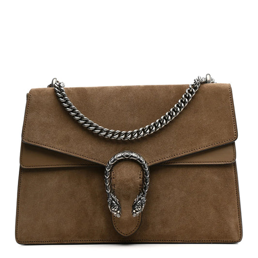 Suede Medium Dionysus Shoulder Bag Taupe