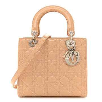 Patent Cannage Medium Lady Dior Beige